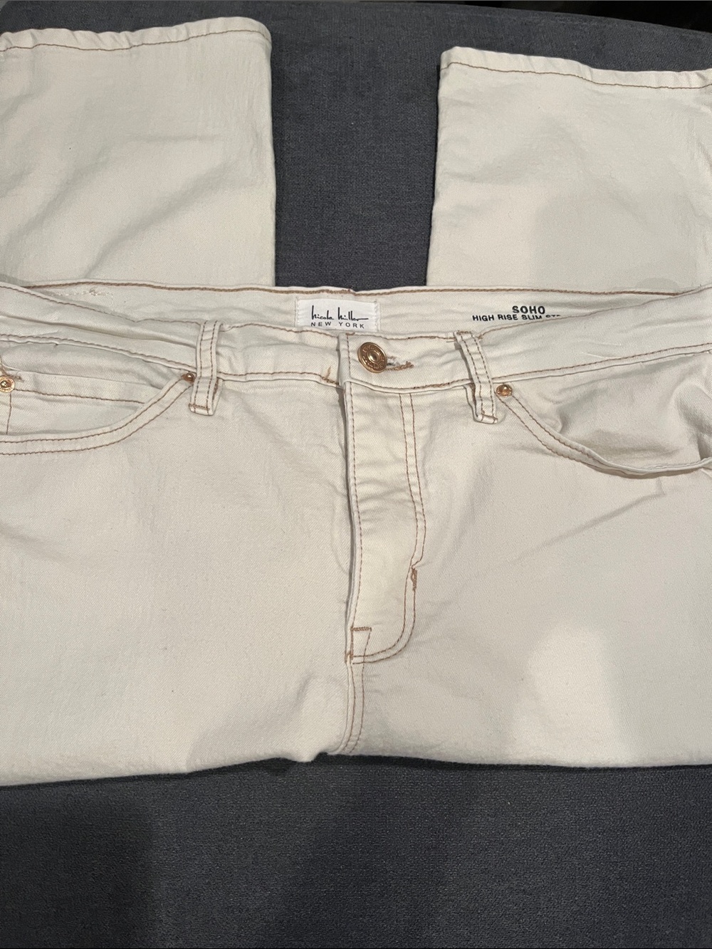 Nicole Miller Soho High Rise Slim Jeans - Cream